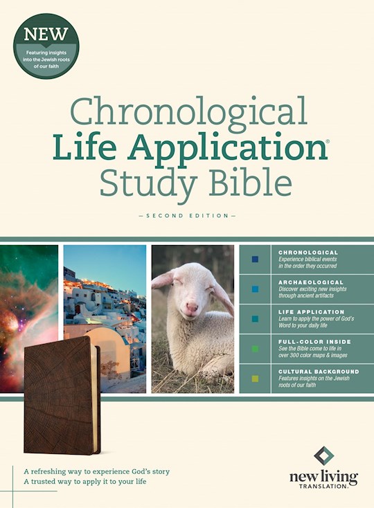 NLT Chronological Life Application Study Bible (Second Edition), Leatherlike, Heritage Oak Brown